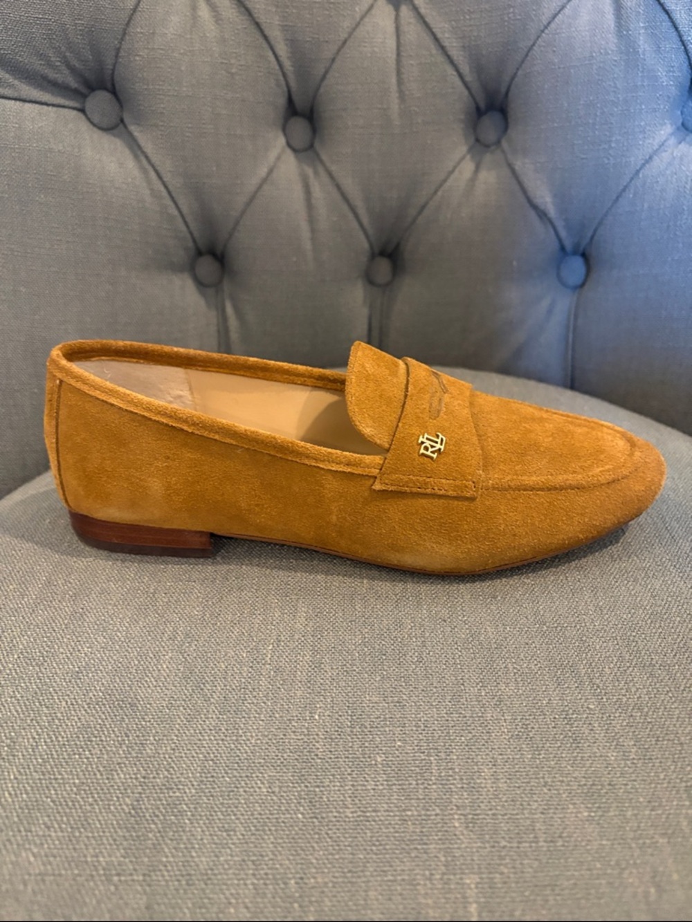 Ralph Lauren Suede Penny Loafers — Cognac Brown - Picture 2 of 8